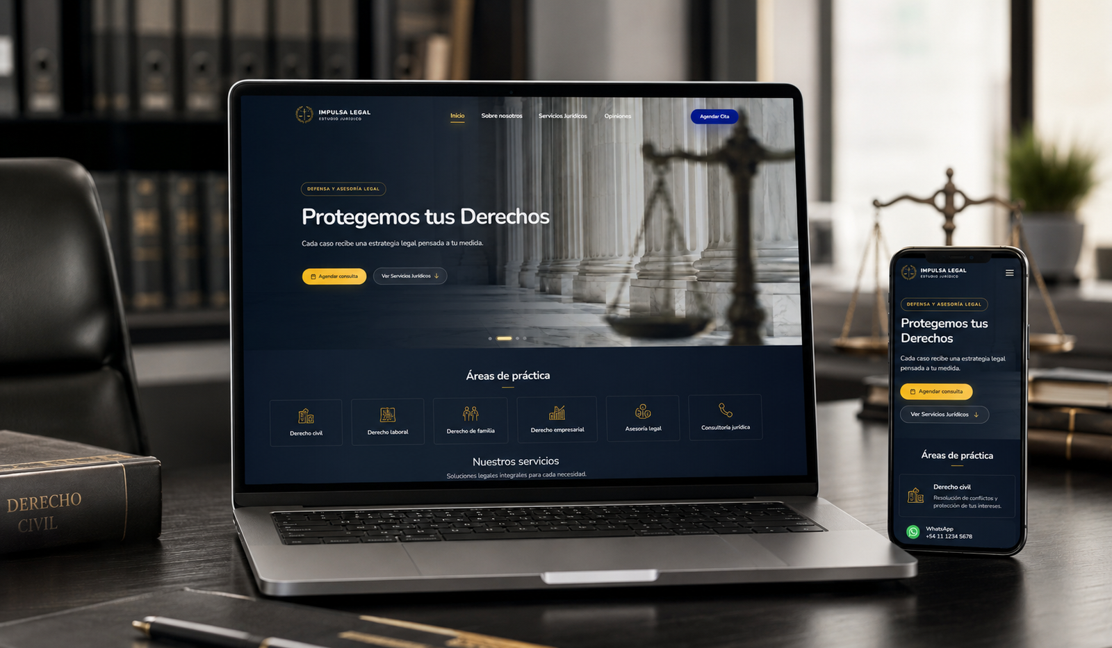 Sitio web corporativo con blog desarrollado para Impulsa Legal
